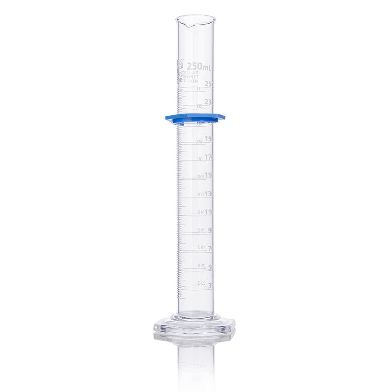 Cylinder, Graduated, Globe Glass, 250mL, Class B, To Deliver (TD), Dual Grads, ASTM E1272, 2/Box