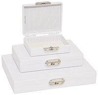 Locking Slide Storage Boxes, White